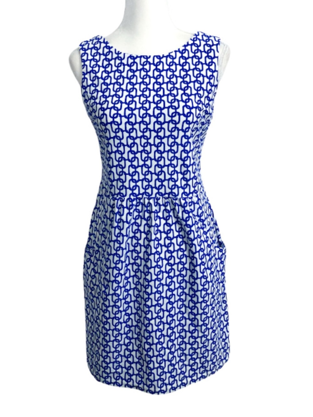 Jude Connally Mary Pat Blue Chain Link Dress Size S